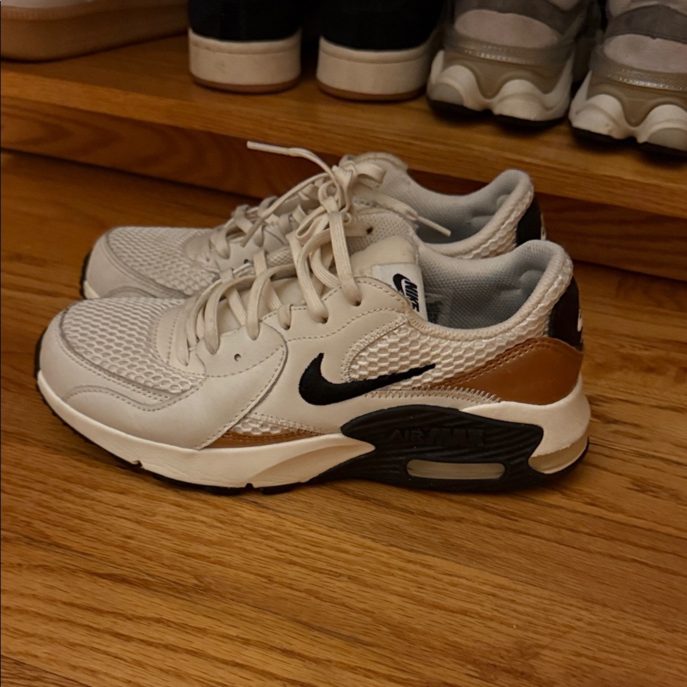 Nike Air Max White and Tan Sneakers